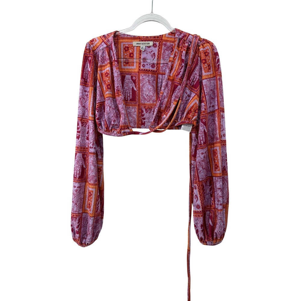 Urban Outfitters Tarot Card Celestial Wrap Crop Top‎ Pink Orange Medium